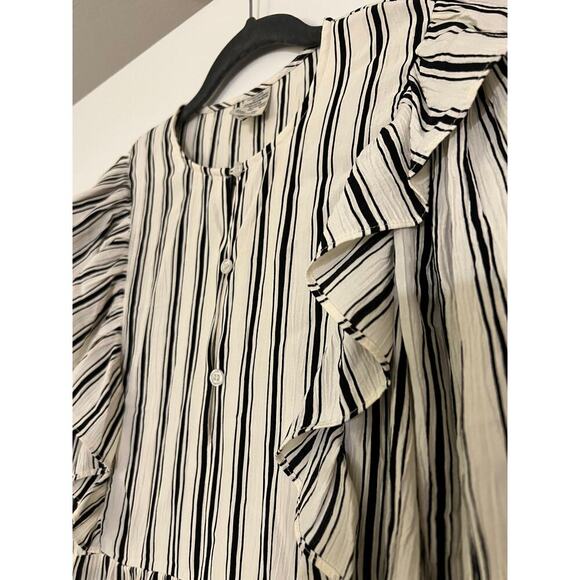 BAUM UND PFERDGARTEN Alona gathered striped crepon midi dress Sz 6 - Picture 7 of 13